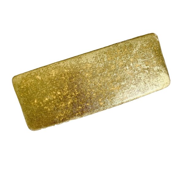Vintage Gold Metallic Fabric Rectangle French Barrette 80s Leeza Long Hair 3.5" - Picture 1 of 7